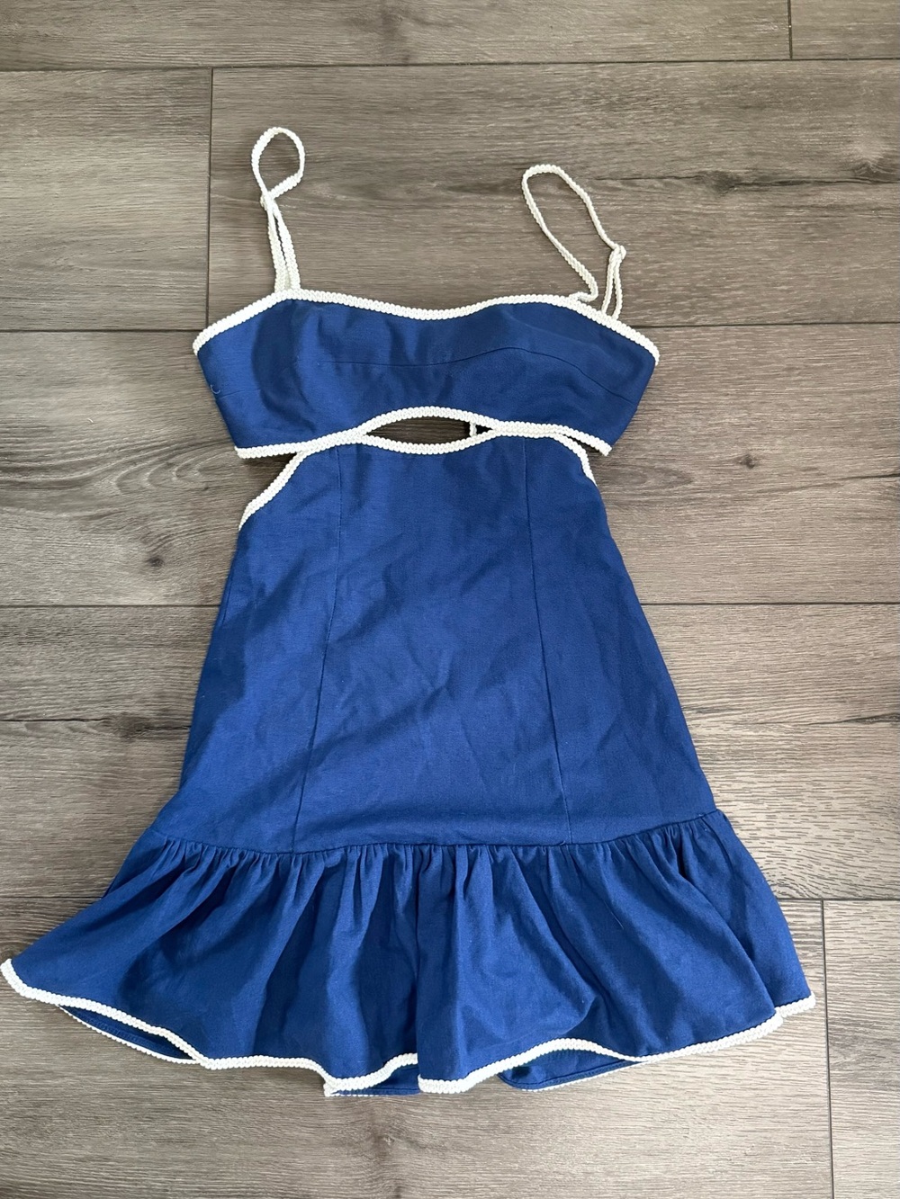 Cotton Candy LA Navy Blue Cutout Ruffle Mini Dress XS